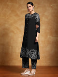 Varanga Women-Bold Floral Placement Printed Flared Kurta With Trouser