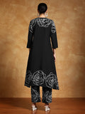 Varanga Women-Bold Floral Placement Printed Flared Kurta With Trouser