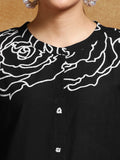 Varanga Women-Bold Floral Placement Printed Flared Kurta With Trouser
