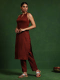 Varanga Women brown Halter Neck Straight Kurta with trouser
