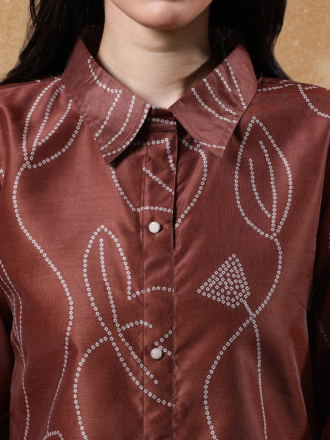 Varanga Women Bandhani Printed Regular Chanderi Silk Kurta with Trousers