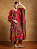 Gota Detailed Ethnic Floral Printed Kaftan & Trouser