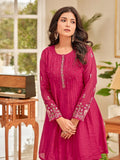 Floral Motif Thread Embroidered Flared Kurta With Palazzo