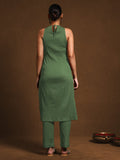 Green Solid Halter Neck Kurta Set