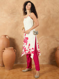 Varanga Women Spaghetti Strap Straight Floral Kurta With Trousers