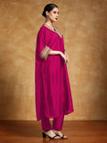 Varanga Women-Zari Embroidered Lace Neck Flared Kaftan With Trouser