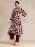 Varanga Women Ikat Printe Boho Flared Sleeve Kurta With Trouser