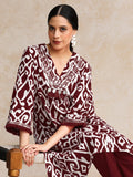 Varanga Women Ikat Printe Boho Flared Sleeve Kurta With Trouser
