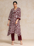 Varanga Women Ikat Printe Boho Flared Sleeve Kurta With Trouser