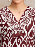 Varanga Women Ikat Printe Boho Flared Sleeve Kurta With Trouser