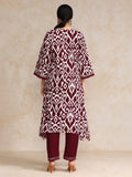 Varanga Women Ikat Printe Boho Flared Sleeve Kurta With Trouser