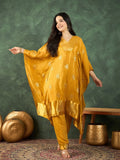 Varanga Kaftan-Style Kurta , Paired With Straight-Fit Solid Ankle-Length Trousers .