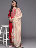 varanga pink embroidered kurta paired with tonal straight bottom and contrast dupatta