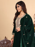 varanga women mustard yellow ethnic motifs embroidered kurta with trousers dupatta 1