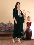 varanga women mustard yellow ethnic motifs embroidered kurta with trousers dupatta 1