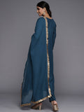 Varanga Blue Embroidered Kurta Paired With Tonal Bottom And Plain Dupatta