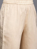 Varanga Cream Net Embroidered Kurta Paired With Tonal Bottom And Dupatta