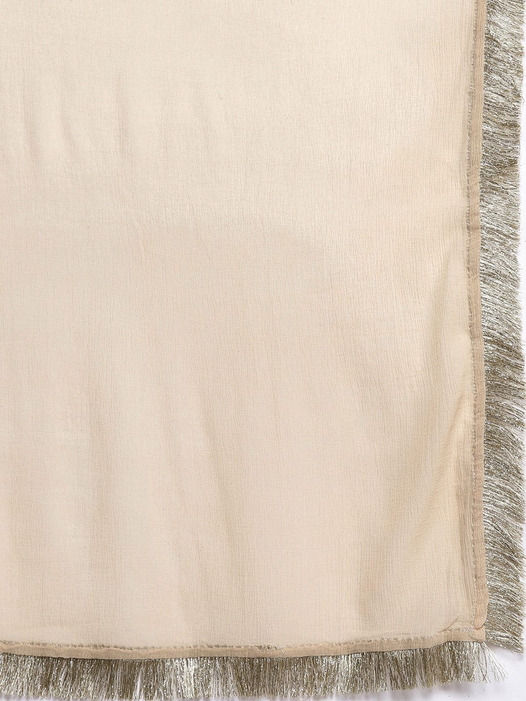 Varanga Cream Net Embroidered Kurta Paired With Tonal Bottom And Dupatta