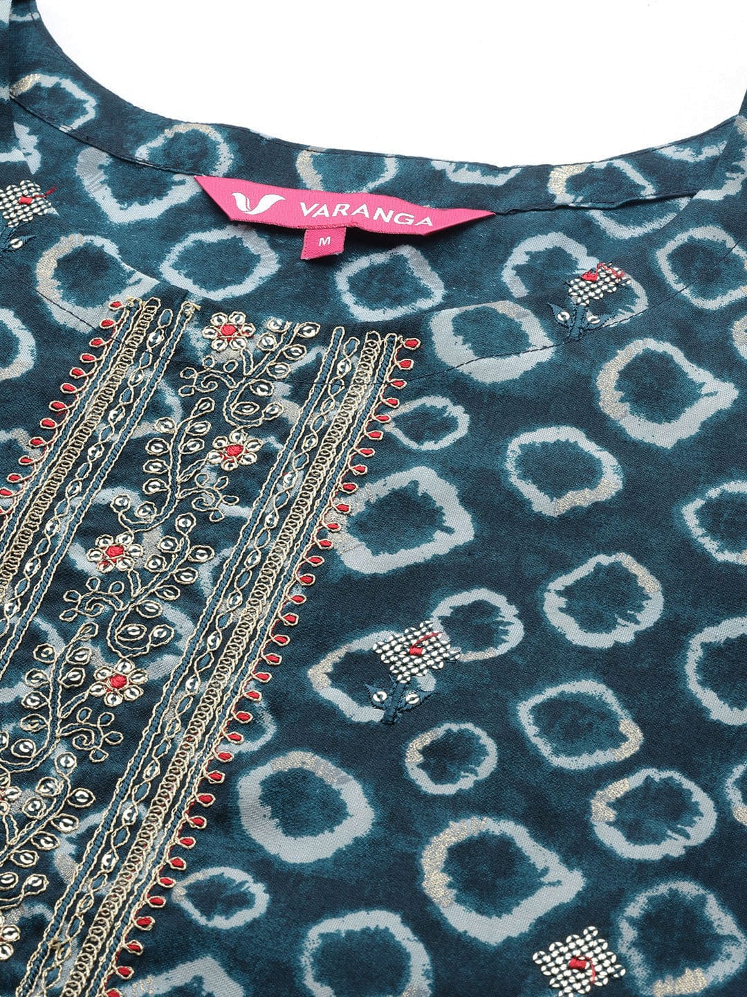 Varanga Women Blue Printed Kurta Paired With Contrast Bottom And Embroidered Dupatta