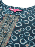 Varanga Women Blue Printed Kurta Paired With Contrast Bottom And Embroidered Dupatta
