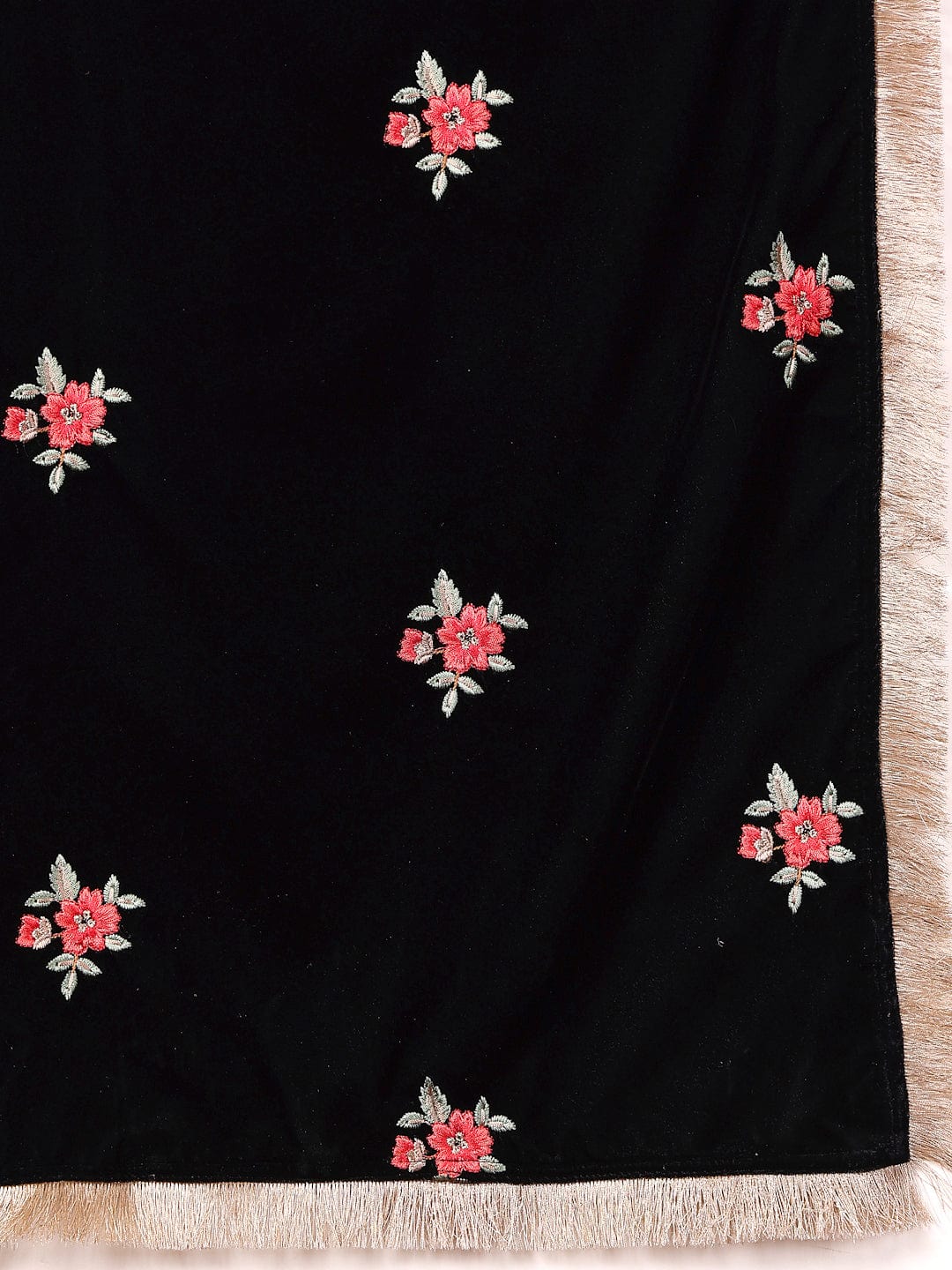 Varanga Floral Embroidered Zari Velvet Kurta with Trousers & Dupatta