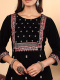 Varanga Floral Embroidered Zari Velvet Kurta with Trousers & Dupatta