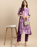 Varanga Women Purple Shibori Straight Kurta Paired  With Tonal Bottom And Dupatta.