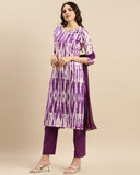 Varanga Women Purple Shibori Straight Kurta Paired  With Tonal Bottom And Dupatta.