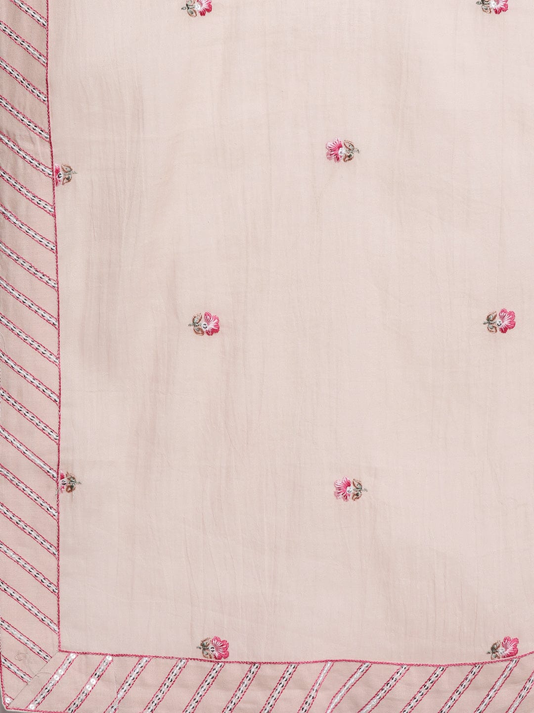 Varanga Women Beige Thread And Sequins Embroidered Kurta With Tonal Bottom And Dupatta
