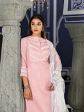 Varanga Women Pink Kota Check Cotton Lace Detailed Kurta Paired With Bottom And Dupatta