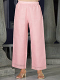 Varanga Women Pink Kota Check Cotton Lace Detailed Kurta Paired With Bottom And Dupatta