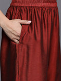 Varanga Women Maroon Zari Embroidered Kurta Paired With Bottom And Dupatta