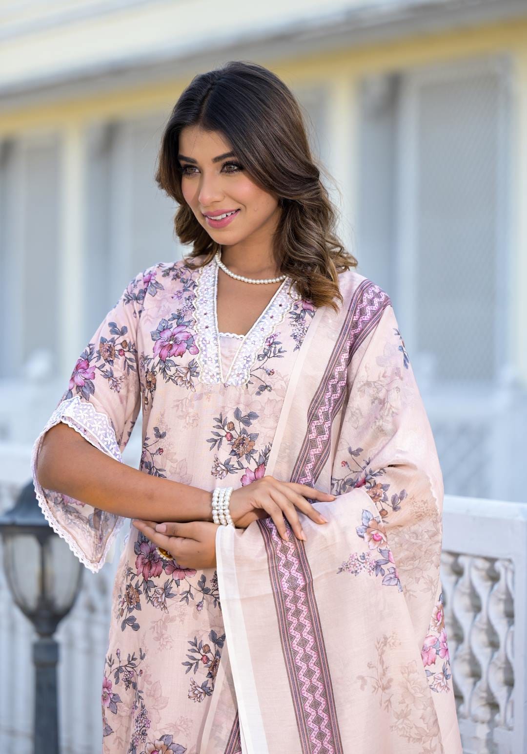 Varanga Women Floral Printed Straight Kurta Paired With Bottom And Dupatta