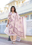 Varanga Women Floral Printed Straight Kurta Paired With Bottom And Dupatta