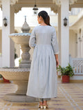 Varanga Women V Neck Embroiderd A Line Kurta Paired With Tonal Bottom And Chiffon Dupatta