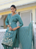 Varanga Women V Neck Gotta Patti Embroiderd Kurta Paired With Tonal Bottom And Dupatta
