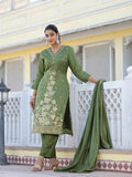 Varanga Women V Neck Gotta Patti Embroidered Kurta Paired With Tonal Bottom And Dupatta