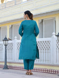 Varanga Women Round Neck Embellished Woven Design Kurta Paired With Bottom And Dupatta