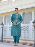 Varanga Women Round Neck Embellished Woven Design Kurta Paired With Bottom And Dupatta