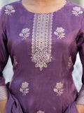 Varanga Women Round Neck Woven Design Kurta Paired With Bottom And Dupatta