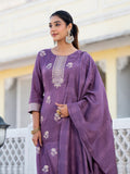 Varanga Women Round Neck Woven Design Kurta Paired With Bottom And Dupatta