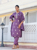 Varanga Women Round Neck Woven Design Kurta Paired With Bottom And Dupatta