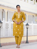 Varanga Women Round Neck Woven Design Kurta Paired With Bottom And Dupatta