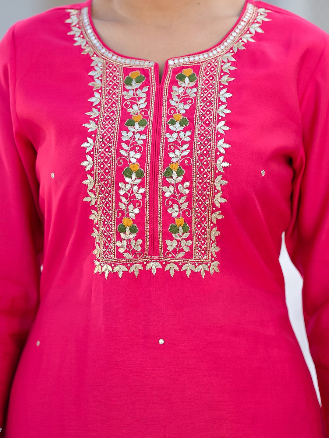 Varanga Women Round Neck Gotta Patti Embroidered Kurta Paired With Bottom And Printed Dupatta