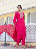 Varanga Women Round Neck Gotta Patti Embroidered Kurta Paired With Bottom And Printed Dupatta