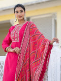 Varanga Women Round Neck Gotta Patti Embroidered Kurta Paired With Bottom And Printed Dupatta