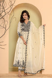 Varanga Women Thread Embroidered Anarkali Kurta Paired With Bottom And Dupatta