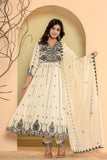 Varanga Women Thread Embroidered Anarkali Kurta Paired With Bottom And Dupatta