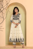 Varanga Women Thread Embroidered Anarkali Kurta Paired With Bottom And Dupatta