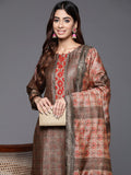 Varanga Women Round Neck Ethnic Printed Embroidered Kurta Paired With Solid Bottom And Embellished Dupatta